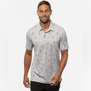 Travis Mathew Havana Nights Pineapple Printed Short Sleeve Polo Shirt Size XL